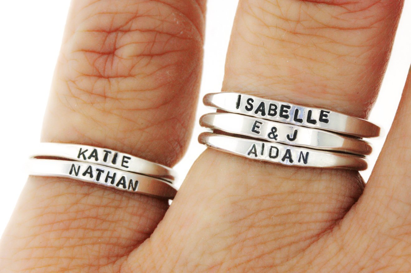 71nzzFxPSUL._SL1320_.jpg Teeny Tiny Stacking Sterling Silver Ring By Hannah Design Personalized Ring - Image 1