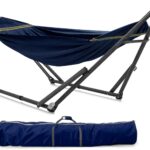 Tranquillo Uniki Hammock with Stand, 550 lbs Capacity – 30-Second Setup, Sturdy Steel Stand, 3-Year Warranty, Tool-Free Assembly, Premium Carry Bag Included, Outdoor & Indoor Hammock, Navy