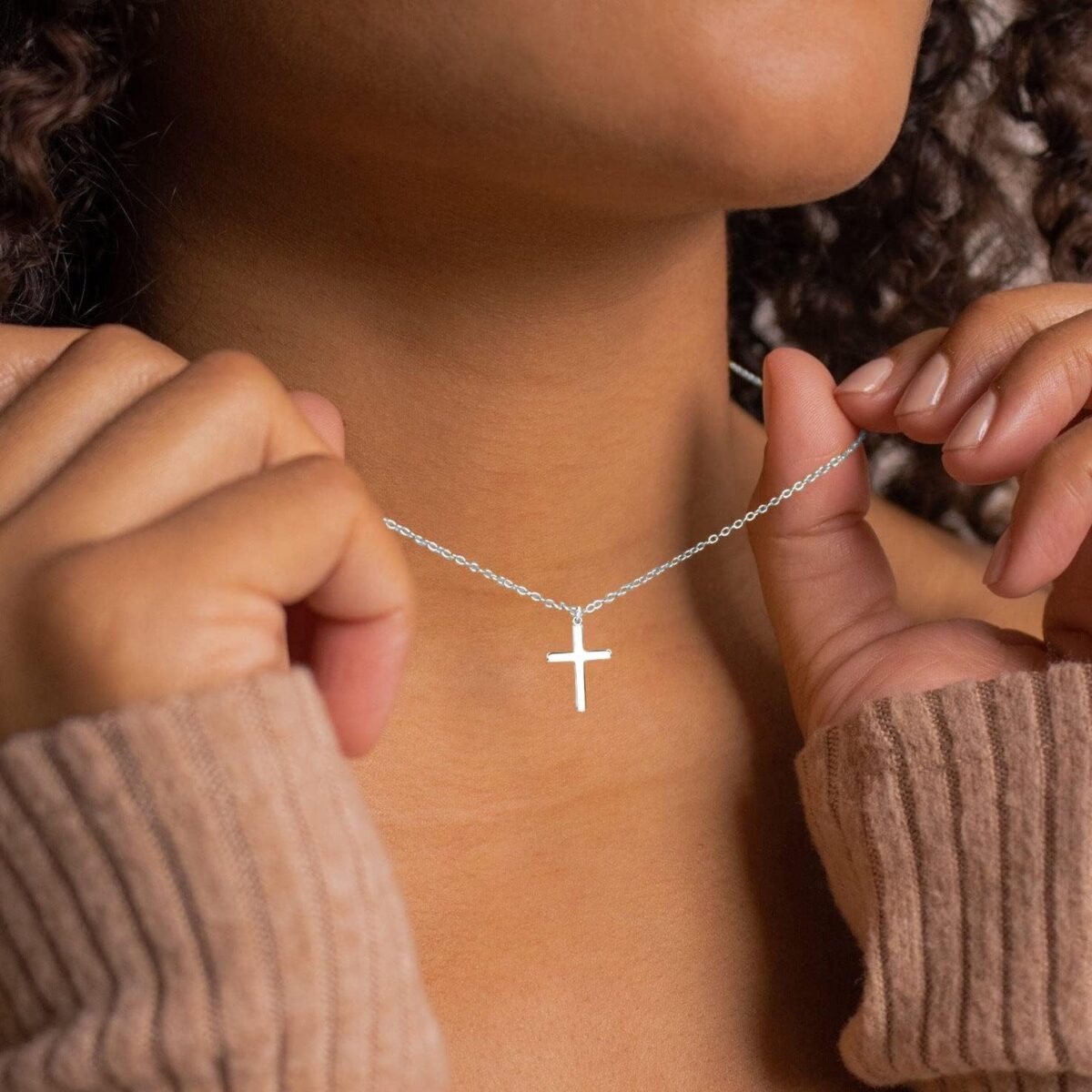 Moodear Cross Necklace for Women - Dainty 925 Sterling Silver/Gold Plated Layered Cross Pendant Simple Small Necklaces for Women Trendy Jewelry Gifts - Image 3