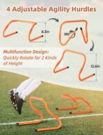 GHB Agility Ladder,Football Training Equipment Set,4 Agility Hurdles, 20 feet12 Rungs Speed Ladder,12 Disc Cones,Resistance Parachute, Jump Rope, 4 Resistance Bands - Image 2
