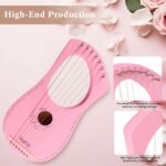 Lyre Harp VANPHY Lyre Harp 7 Strings Mahogany Body Metal String for Beginner Harp Classical Style Harp Instrument with Tuning Wrench Strings Songbook Gig Bag (Pink) - Image 4