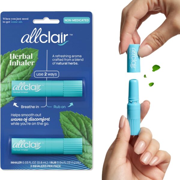 Nausea Relief Inhaler - All-Natural Remedy for Motion Sickness, Morning Sickness, Stress, and Queasiness - Fast-Acting, Drug-Free, Non-Drowsy & Portable Travel Essential - Pack of 2 Inhalers