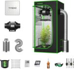 VIVOSUN Grow Tent Complete System, 2 x 2 ft. Grow Tent Kit Complete with VS1000 Led Grow Light, 4 Inch 190CFM Inline Fan, Carbon Filter and 8ft Ducting Combo, 24" x 24" x 48"