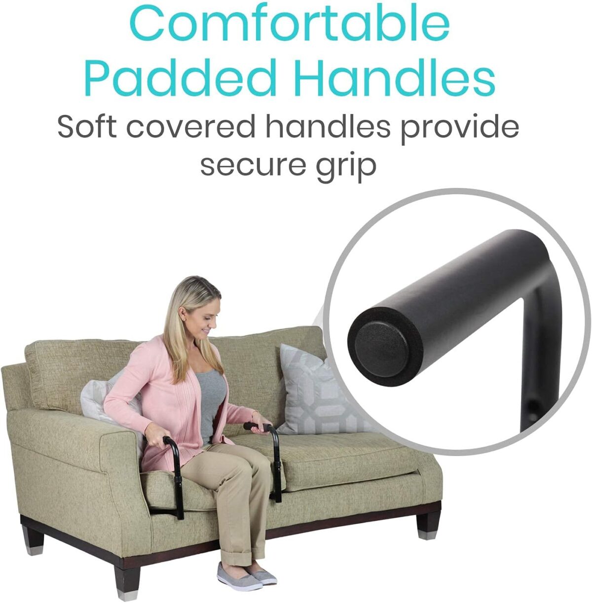 Vive Stand Assist - Mobility Standing Aid Rail for Couch, Chair - Assistance Handle for Patients, Elderly, Seniors and Disabled - Safety Grab Bar for Sitting, Sofa, Home - Adjustable, Portable Device - Image 7