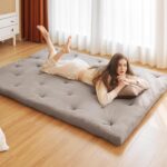 ZonLi Japanese Floor Futon Mattress Queen Size 60"x 80",100% Cotton 2.5'' Thicken Tatami Mattress,Foldable Sleeping Pad,Portable Dormitory Tatami Mat,Roll Up Floor Lounger Bed for Adult (Grey) - Image 2