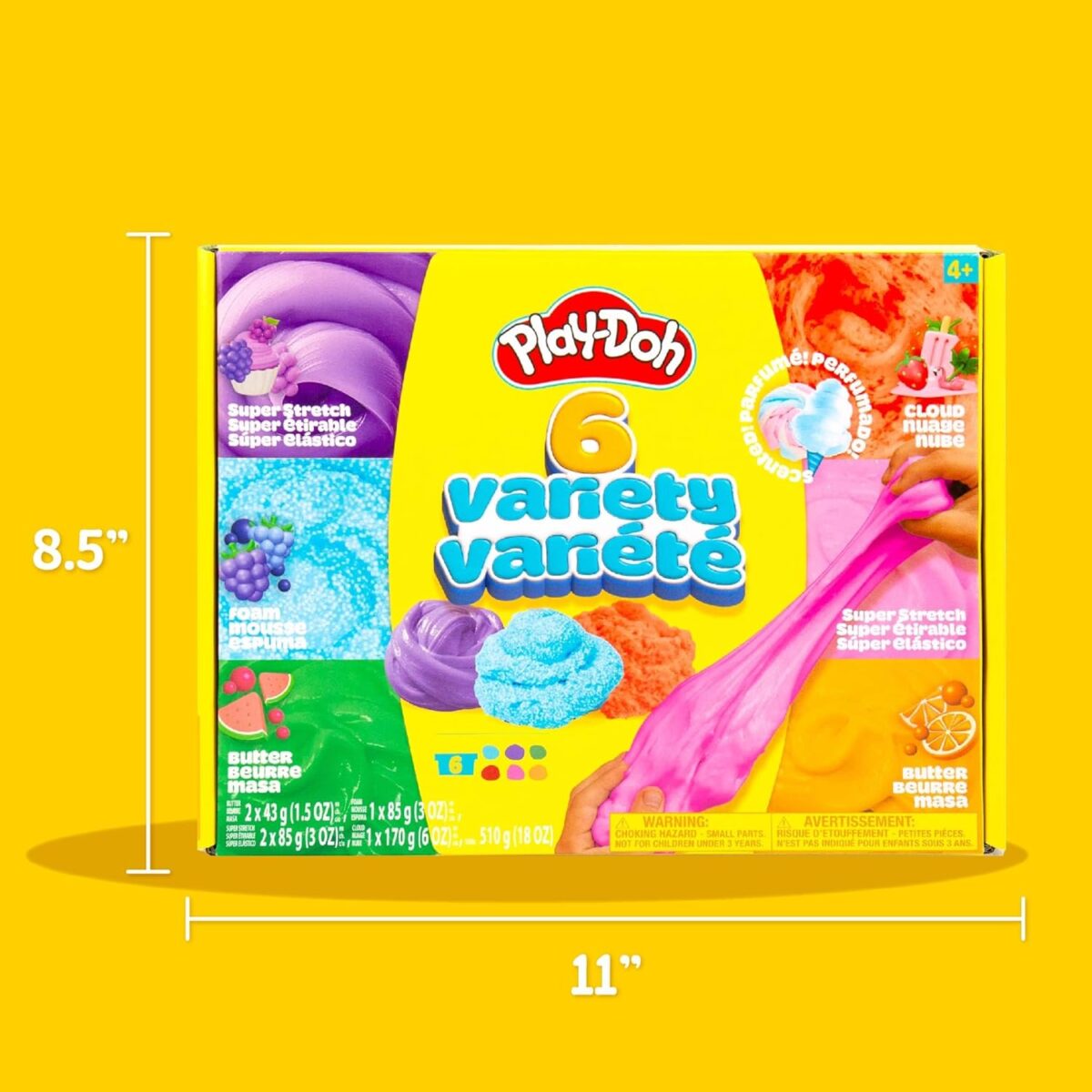 Play-Doh 6 Variety Compounds–Super Stretch, Play Foam, Butter, Cloud Dough for Kids, Sensory Dough, Kit, Gifts for Kids, Popular Kids Toys, Party Favors for Kids 8-12, Compound Packs - Image 6