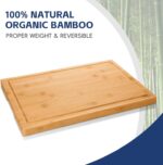 Hiware Wood Cutting Boards for Kitchen, Heavy Duty Bamboo Cutting Board with Juice Groove, Bamboo Chopping Board Set for Meat, Vegetables - Set of 3 - Image 3