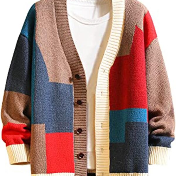GURUNVANI Cardigan Sweater for Men Knitted Long Sleeve Sweaters with Buttons