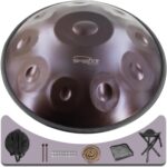 Handpan Drum, 22-Inch 10-Note 440Hz D Minor Kurd Handpan, Includes Soft Bag, 2 Mallets, Stand and Dust-Free Cloth (Purple)