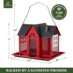 Kingsyard Bird Feeder House for Outside, Metal Mesh Wild Bird Feeder with Triple Feeders for Finch Cardinal Chickadee, Large Capacity, Weatherproof and Durable, Red - Image 5