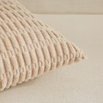 Fancy Homi 4 Packs Neutral Decorative Throw Pillow Covers 18x18 Inch for Living Room Couch Bed Sofa, Rustic Farmhouse Boho Home Decor, Soft Plush Striped Corduroy Square Cushion Case 45x45 cm - Image 4