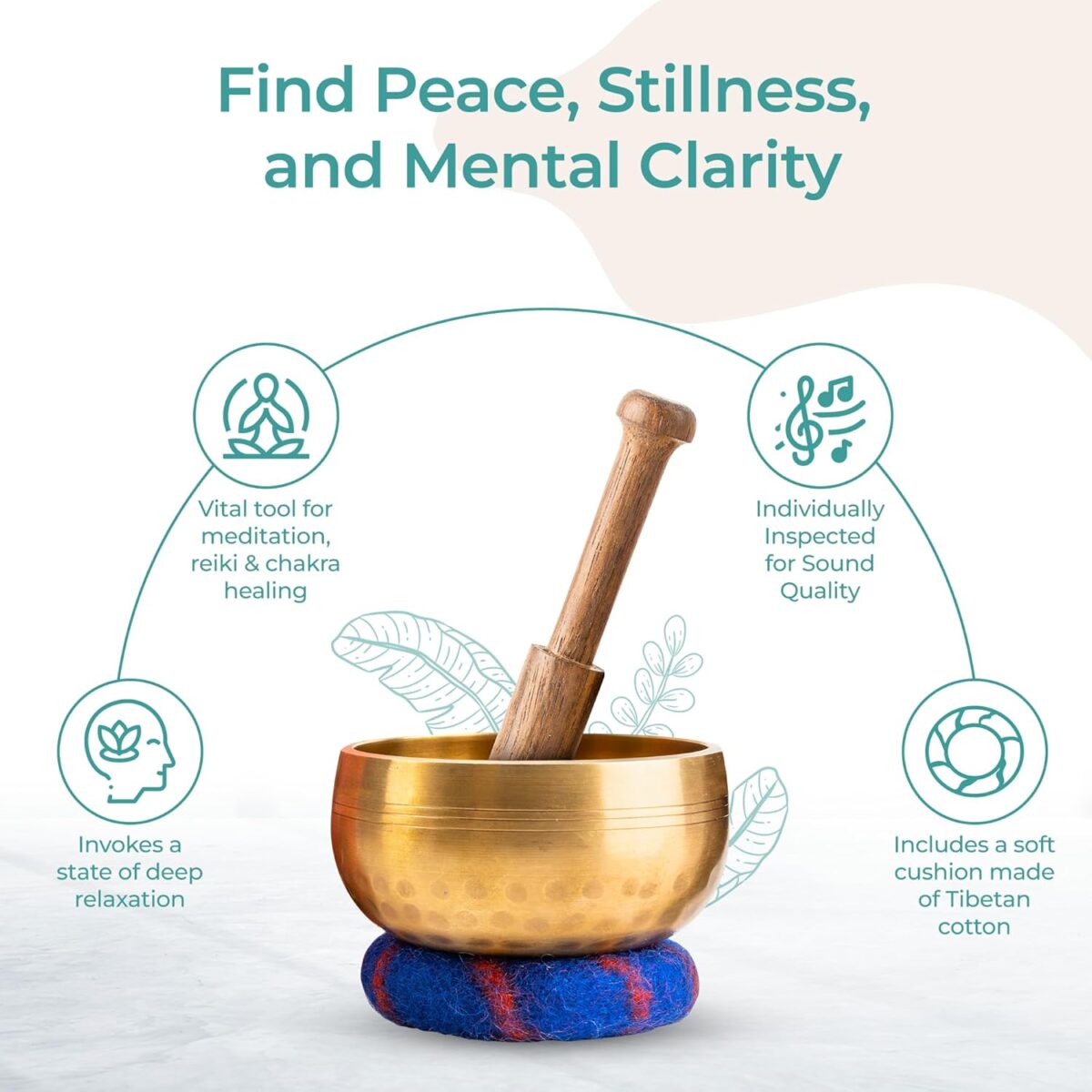 Ohm Store Tibetan Singing Bowl Set — Meditation Sound Bowl Handcrafted in Nepal for Yoga, Chakra Healing, Mindfulness, and Stress Relief — Unique Spiritual Gifts for Women and Men - Image 3