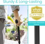 Vive Folding Cane - Foldable Walking Cane for Men, Women - Fold-up, Collapsible, Lightweight, Adjustable, Portable Hand Walking Stick - Balancing Mobility Aid - Comfortable Ergonomic Handle - Image 2