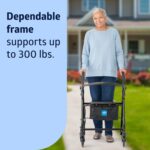 Medline Lightweight Aluminum Rollator Walker for Adult Mobility Impairment, Black, 300 lb. Weight Capacity, 8" Wheels, Foldable, Adjustable Handles, Walker for Seniors - Image 2
