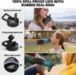 Insulated Water Bottle 40 oz, Triple Wall Vacuum Stainless Steel (Cold for 48 Hrs), Leak Proof & Non-BPA, Modern Water Flask Jug with Paracord Handle & Straw Spout Lids, Indigo/Black - Image 3