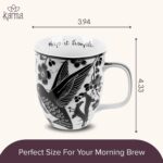 Karma Gifts 16 oz Black and White Boho Mug Hummingbird - Cute Coffee and Tea Mug - Ceramic Coffee Mugs for Women and Men, 1 Count (Pack of 1) - Image 5