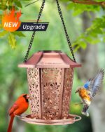 Solar Bird Feeders for Outdoors Hanging - Premium Grade Metal Bird Feeder, Chew-Proof, Weather and Water Resistant Wild Bird feeders, Outside and Garden Decoration-New - Image 2