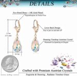 Austrian Crystal Teardrop Leverback Dangle Earrings for Women Fashion 14K Gold Plated Hypoallergenic Jewelry - Image 4