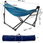 Tranquillo Hammock 550 lbs Capacity Uniki Double Hammock Stand, Portable Hammock Stand, Collapsible Outdoor Hammock with Stand, Signature Steel Stand Breathable Canvas Hammock Net, Blue - Image 5