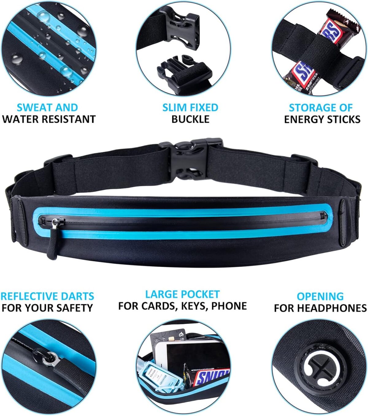 Running Belt Fanny Pack, Running Waist Pack for Women & Men USA Patented Hands-Free Reflective Runner Pouch Belt Fitness Workout Bag No-Bounce Adjustable Sport Travel Fanny Pack Cell - Image 2