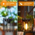 KOOPER Solar Lanterns Outdoor Waterproof, Upgraded Bright Hanging Solar Lights Outdoor Lantern, Metal Outdoor Solar Lanterns Decorative, Hanging Solar Lantern Lights for Yard Patio Garden Decor 2 Pack - Image 2