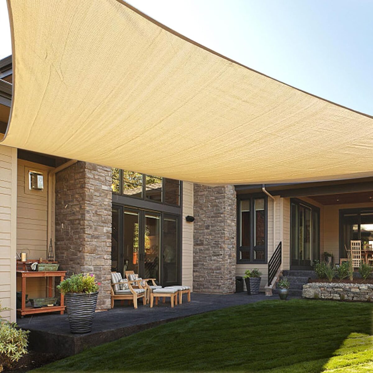 LOVE STORY 12' x 16' Rectangle Sun Shade Sail Canopy UV Block Sun Shade for Outdoor Patio Garden Backyard, Sand (We Make Custom Size) - Image 1