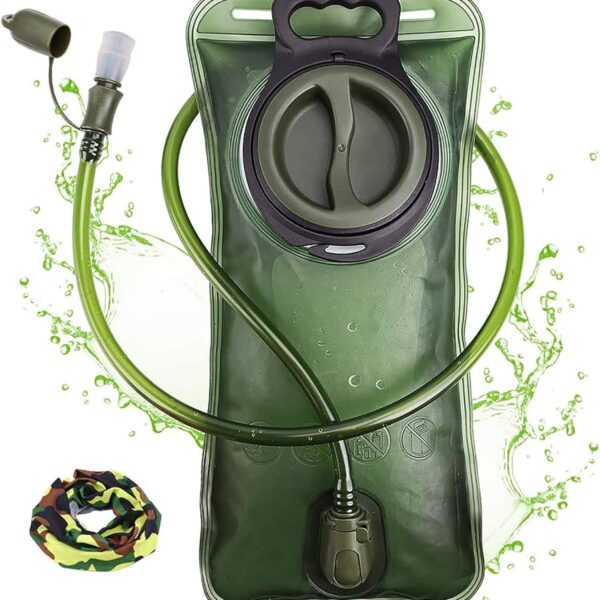 Hydration Bladder, 1.5L-2L-3L Water Bladder for Hiking Backpack Leak Proof Water Reservoir Storage Bag, BPA-Free Water Pouch Hydration Pack for Camping Cycling Running, Military Green 1.5-2-3 Liter