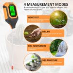 4-in-1 Soil Moisture Meter Digital PH Meter/Soil Moisture/Plant Temperature/Sunlight Intensity, Backlight LCD Display, Soil Test Meter for Garden, Lawn, Plant Care, Farm and Indoor Outdoor Plants - Image 3