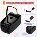 Bubble Machine, Automatic 18000+ Per Minute Big Bubbles Blower Maker for Kids Toddlers with 2 Speeds,6 Wands,Operated by Plugin or Batteries for Outdoor/Indoor Birthday Parties,Wedding (Black) - Image 6