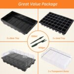 Gardzen 5-Set Seed Starter Tray Kits, Durable Plant Germination Trays with Humidity Vented Domes and Bases, Ideal for Seed Starting, Indoor Gardening, and Greenhouse (Total 200 Cells) - Image 3