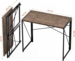 Coavas Small Folding Desk 31.5 inch Foldable Computer Desks, Spaces Saving Writing Table for Bedroom, Home Office, Dorm, Apartment, Kids, Adults, Brown - Image 3
