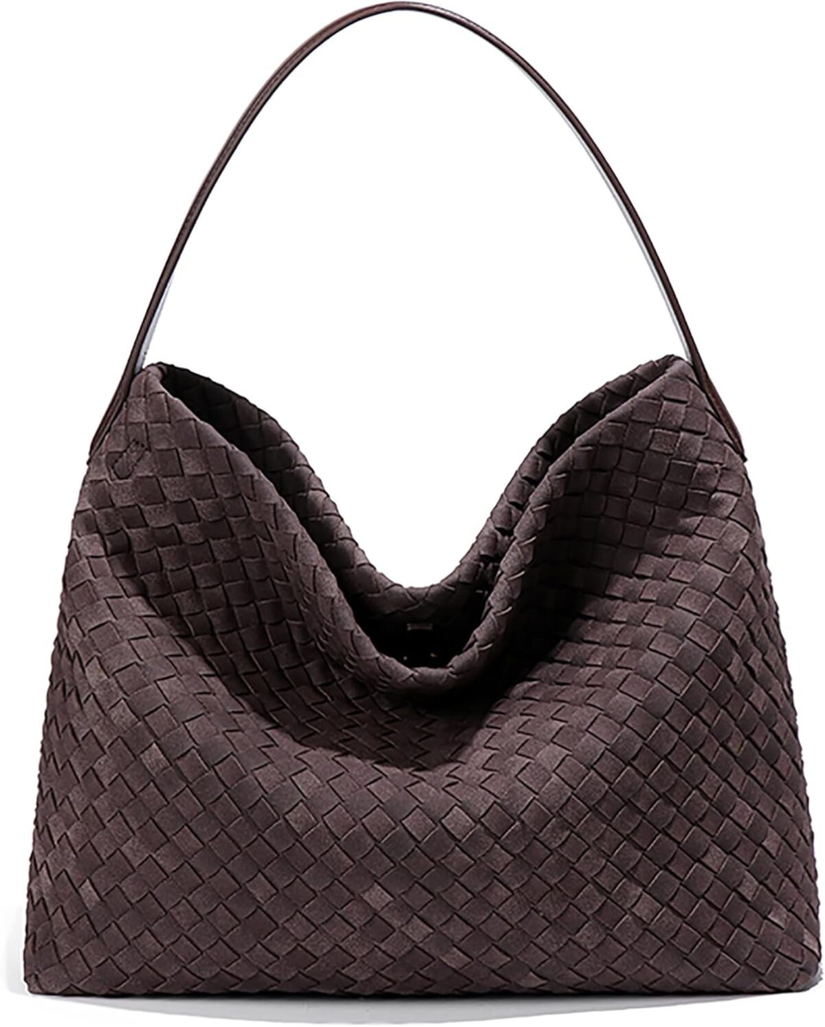 Woven Suede Shoulder Bag for Women Suede Hobo Bag Tote Elegant Handbag Satchel for Work Travel - Image 1