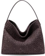 Woven Suede Shoulder Bag for Women Suede Hobo Bag Tote Elegant Handbag Satchel for Work Travel