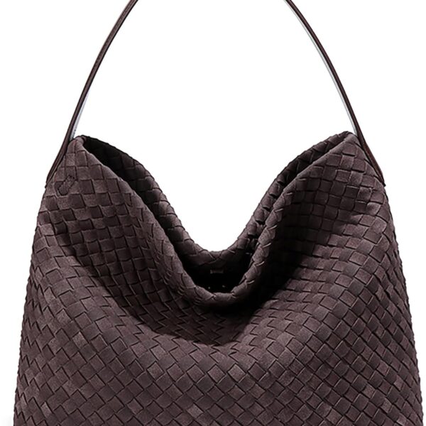 Woven Suede Shoulder Bag for Women Suede Hobo Bag Tote Elegant Handbag Satchel for Work Travel