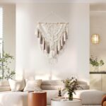 Macrame Wall Hanging, Woven Tapestry Beige & Dusty Rose Handmade Craft Macrame Wall Decor, Gallery & Nursery, Size 37.4” Lx27.5” W - Image 2
