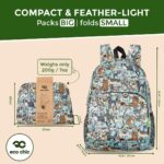 ECO CHIC Hiking Lightweight Packable Backpack - Foldable Daypack for Travel & Hiking & Outdoor Adventures - Waterproof Backpack from Recycled Materials (Dogs Teal) - Image 3