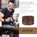 Jstyle 4Pcs Braided Leather Bracelet for Women Mens Cuff Bead Bracelet Set Adjustable Black And Brown - Image 5