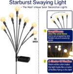 TONULAX Solar Garden Lights - New Upgraded Solar Swaying Light, Sway by Wind, Solar Outdoor Lights, Yard Patio Pathway Decoration, High Flexibility Iron Wire & Heavy Bulb Base, Warm White(2 Pack) - Image 2