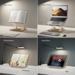 Adjustable Acrylic Book Stand for Reading, UPERGO Book Holder with Pen Slot, Foldable Desktop Riser for Laptop, Recipe, Textbook - Hands-Free,Cookbook Stand, Clear Design with Page Clips - Image 3