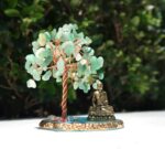 Buddha Statue with Healing Crystal Tree, Tree of Life for Positive Energy. Home Decor Yoga Meditation. Green.(B) - Image 5