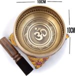 Tibetan Singing Bowl Set Bronze - Master Healing Grade - Pure Tone With Tibetan Thangka Art By Himalayan Bazaar (Gold & Yellow) - Image 2