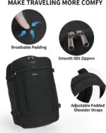 ECOHUB Travel Backpack for Men Women, Carry on Backpack with USB Charging Hole, Spirit Airlines Personal Item Bag Flight Approved, 15.6 Inch Laptop Backpack with Anti Theft Pockets, 30L, Black - Image 7