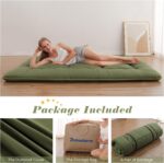 Japanese Floor Mattress, Futon Mattress with Portable Storage Bag and Washable Cover, Roll Up Thick Tatami Mattress Suitable for Camping, Guest Room, Green, Twin - Image 2
