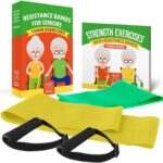 Resistance Bands for Physical Therapy - Pack of 2 Exercise Bands with Handles & a Detailed Guide Book - Adjustable Chair Exercises for Seniors Rehab at Home