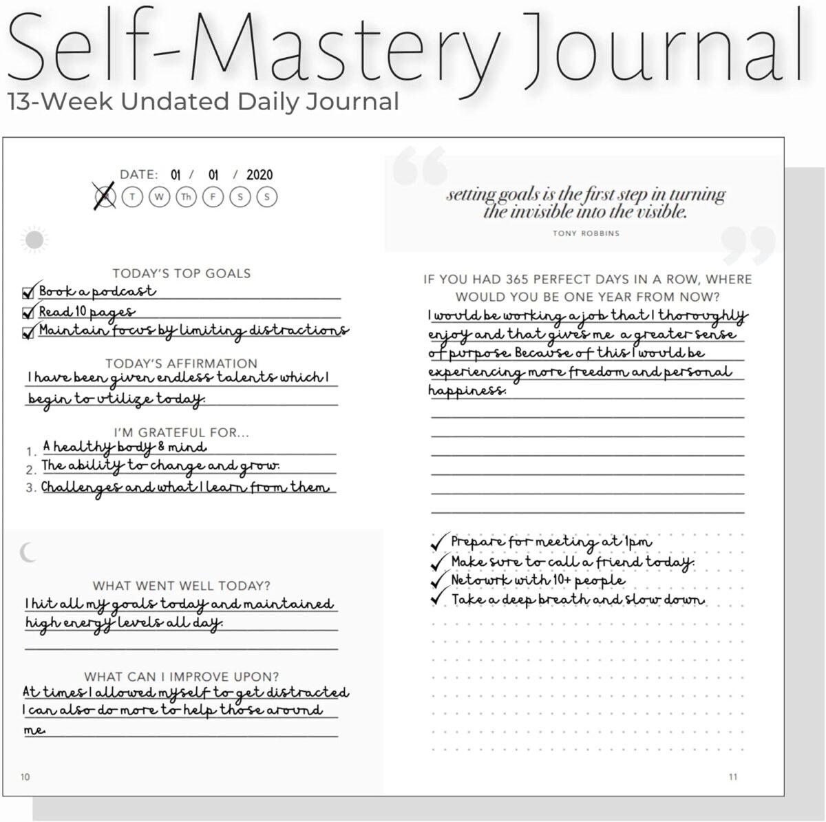 Self-Mastery Journal for Men - Daily Productivity Journal for Happiness, Gratitude, Mindfulness, Self Care & Reflection – Goal / Guided Journal for Men & Women – Inspirational Journal - Image 6