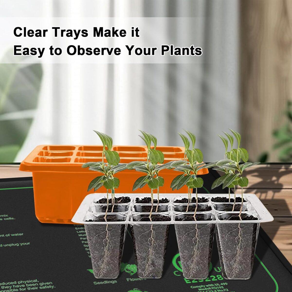 GooingTop Seed Starter Tray, 6 Pack 72 Cells Plant Grow Kit with Adjustable Humidity Vent for Mini Greenhouse Garden Germination,Bonsai Seedlings Starting Growing - Image 6