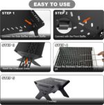 Odoland Camping Campfire Grill, Portable Folding Charcoal Grills, Backpacking BBQ Grill, Heavy Duty Firepit Grill with Carry Bag for Outdoor Cooking, Bonfire, Patio, Backyard - Image 4