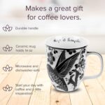Karma Gifts 16 oz Black and White Boho Mug Hummingbird - Cute Coffee and Tea Mug - Ceramic Coffee Mugs for Women and Men, 1 Count (Pack of 1) - Image 2