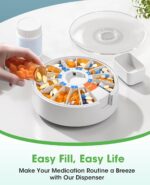 Daviky Pill Dispenser Daily, Large Pill Organizer with Wall-Mounted or Standing Use, 14 Days Pill Box, Push Button Design, Weekly Pill Organizer for Vitamin, Medicine.Supplement, Fish Oil - Image 4