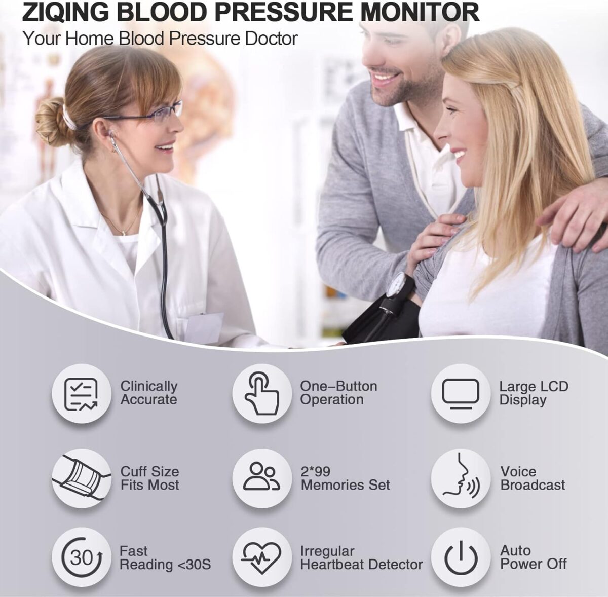 Blood Pressure Monitors, Bp Monitor - Blood Pressure Machine Large Cuff Blood Pressure Monitor Upper Arm Cuff 8.7''-17.3'', Large Screen, 2 Users Total 198 Memories - Image 3